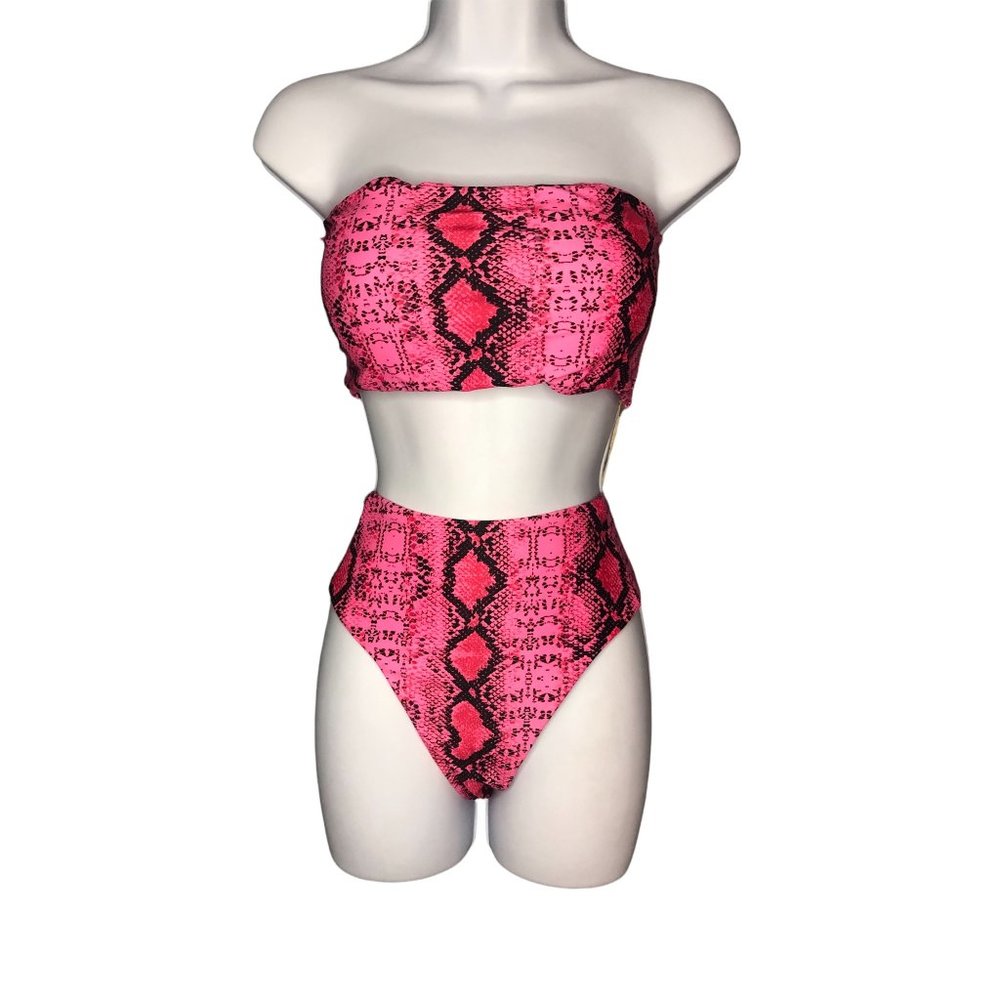 Pink snake print swimsuit XL